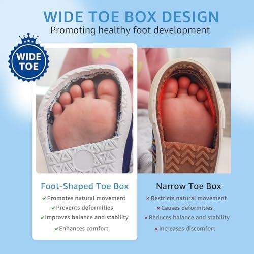 Toddler Wide Toe Box Barefoot Shoes Girls Boys Sneakers Zero Drop Kid Tennis Running Shoes Lightweight Non-Slip Comfortable First Walking Shoe Outdoor Activities School