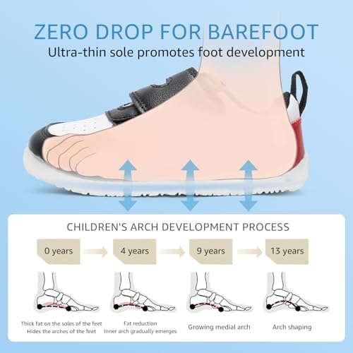 Toddler Wide Toe Box Barefoot Shoes Girls Boys Sneakers Zero Drop Kid Tennis Running Shoes Lightweight Non-Slip Comfortable First Walking Shoe Outdoor Activities School