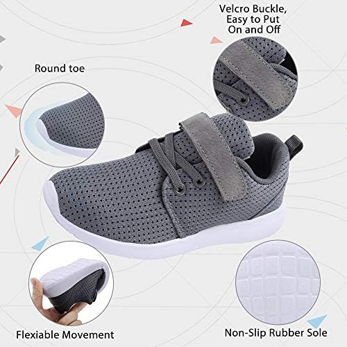 TOEDNNQI Boys Girls Sneakers Kids Lightweight Breathable Strap Athletic Running Shoes For Toddler/Little Kid/Big Kid