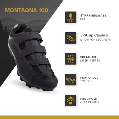 Tommaso Montagna Men’s Mountain Bike Shoes For SPD Pedals – Gravel & Trail Cycling Shoes – Compatible With SPD Cleats – No Cleats Included