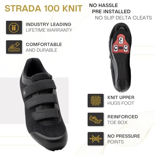 Tommaso Strada Mens SPD & Peloton Shoes—Ready-to-Ride With Peloton Delta Cleat Or SPD Cleats For Road Bicycles & Most Indoor Bikes—Explore Vareity Cycling Shoes & Bike Accessories