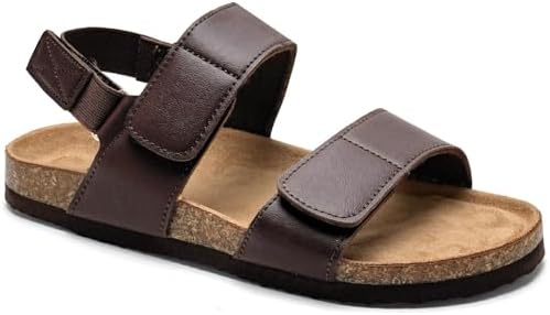 Torotto Girls Boys Sandals with Cork Footbed Adjustable Straps Summer Glitter Slides Sandals Open Toes Flat for Kids Toddler