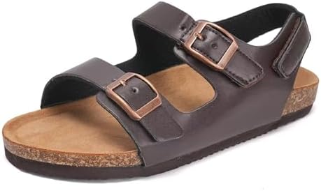 Torotto Toddler Kids Sandals Boys Girls Cork Footbed Sandals with Adjustable Buckle Casual Slides Open Toes Flat