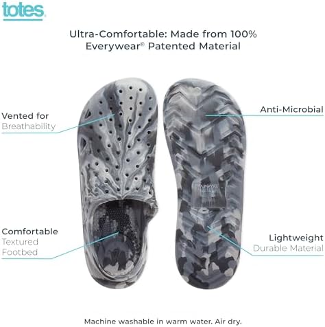 Totes Unisex-Child Everywear Lightweight Waterproof Contoured Splash And Play Clog Sandals With Strap