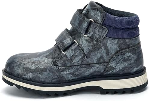 TZJS Kids' Hiking Work Boots For Boys Girls Waterproof Outdoor Ankle Boots With Hook And Loop