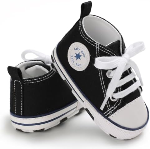 Unisex Baby Boys Girls Shoes Newborn Infant Non-Slip Canvas Denim High Top Sneakers Toddler First Walkers Shoes