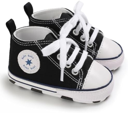 Unisex Baby Boys Girls Shoes Newborn Infant Non-Slip Canvas Denim High Top Sneakers Toddler First Walkers Shoes