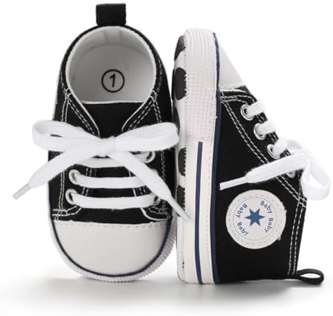 Unisex Baby Boys Girls Shoes Newborn Infant Non-Slip Canvas Denim High Top Sneakers Toddler First Walkers Shoes