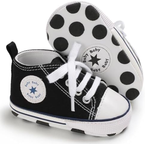 Unisex Baby Boys Girls Shoes Newborn Infant Non-Slip Canvas Denim High Top Sneakers Toddler First Walkers Shoes
