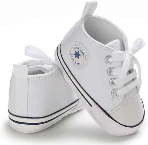 Unisex Baby Girls Boys Canvas High-top Shoes Newborn Infant Anti-Slip Soft Sole Frist Walking Breathable Sneakers