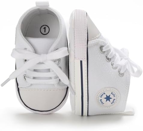 Unisex Baby Girls Boys Canvas High-top Shoes Newborn Infant Anti-Slip Soft Sole Frist Walking Breathable Sneakers