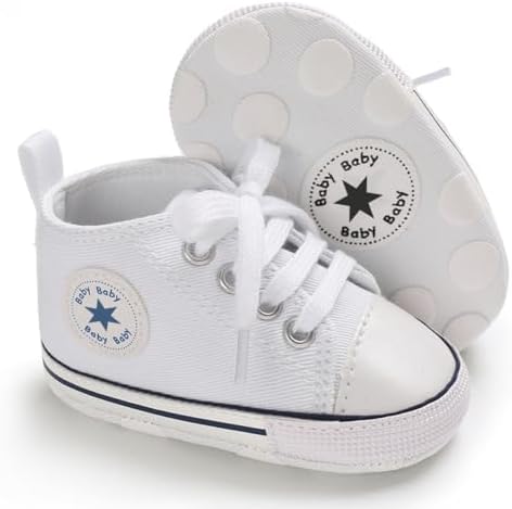 Unisex Baby Girls Boys Canvas High-top Shoes Newborn Infant Anti-Slip Soft Sole Frist Walking Breathable Sneakers