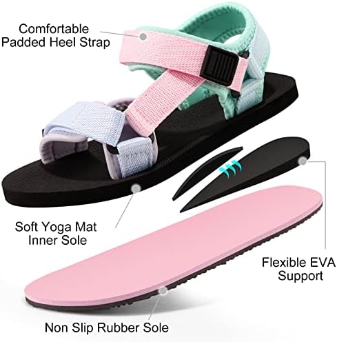 Unisex-Child Big Kids Sandals Adjustable Straps Slip On Athletic Sandals Outdoor Casual Shoes
