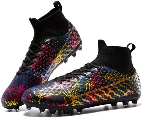Unisex Soccer Cleats Mens Lightweight No-Tie Lacing System Multi-Surface Football Shoes With Ankle Support For Beginners To Advanced Players