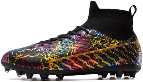 Unisex Soccer Cleats Mens Lightweight No-Tie Lacing System Multi-Surface Football Shoes With Ankle Support For Beginners To Advanced Players