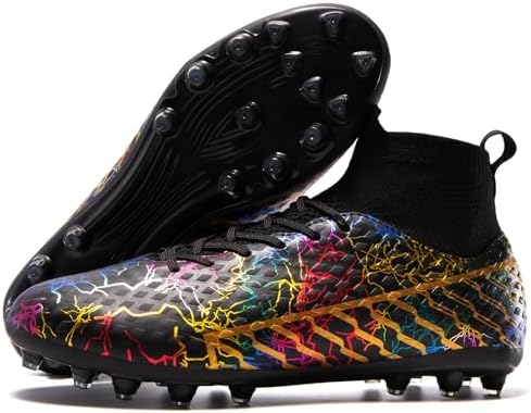 Unisex Soccer Cleats Mens Lightweight No-Tie Lacing System Multi-Surface Football Shoes with Ankle Support for Beginners to Advanced Players