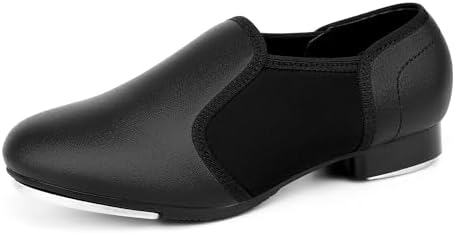 Unisex Tap Shoes PU Leather Slip On Dance Shoes for Women and Men
