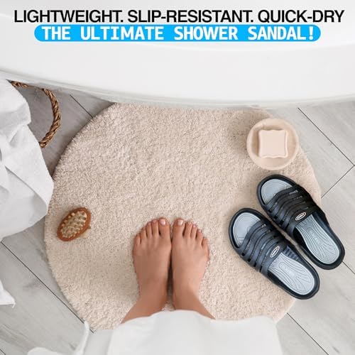 Vertico - Shower Sandals Slide-On And Comfortable Pool-Side Shoes - Black & Grey