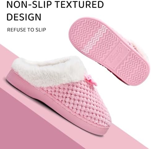 WateLves Girls Slippers Memory Foam Toddler Kids Comfort Wool-Like Plush Fleece Lined House Shoes For Indoor & Outdoor