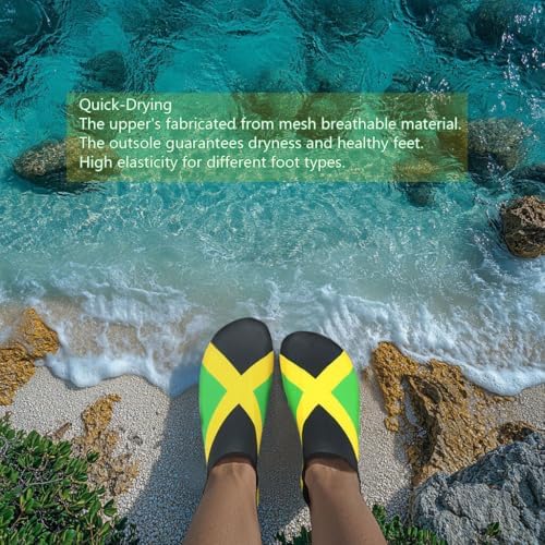 Water Shoes For Women And Men Quick-Dry Swim Beach Shoes For Outdoor Surfing Yoga Exercise Jamaica Flag Caribbean Reggae Rasta
