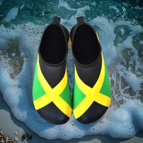 Water Shoes For Women And Men Quick-Dry Swim Beach Shoes For Outdoor Surfing Yoga Exercise Jamaica Flag Caribbean Reggae Rasta