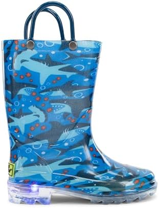 Western Chief Kids Waterproof Light Up Rain Boots With Handles for Easy On and Off for Boys and Girls