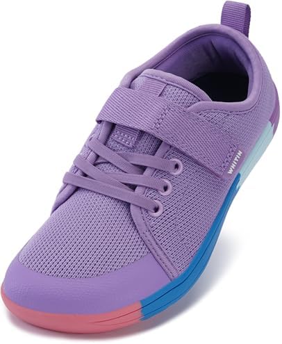 WHITIN Little/Big Kid Barefoot Shoes Boys/Girls Lace-up Minimalist Sneakers Wide Toe Box Natural Flexible Fit