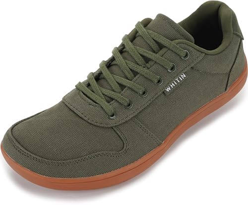 WHITIN Men's Wide Barefoot Shoes Stylish Canvas Minimalist Sneakers Zero Drop Sole