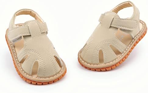 WILLFUN Baby Boy Girl Summer Infant Squeaky Sandals Premium Rubber Sole Closed-Toe Non-Slip Shoes Toddler First Walkers