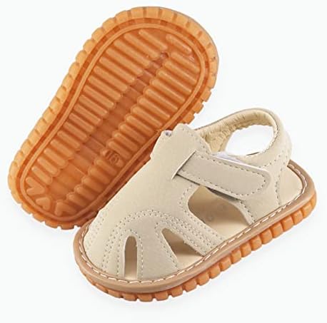 WILLFUN Baby Boy Girl Summer Infant Squeaky Sandals Premium Rubber Sole Closed-Toe Non-Slip Shoes Toddler First Walkers