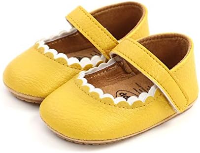 WILLFUN Baby Girls Mary Jane Flats Floral Princess Dress Crib Shoes Non-Slip For Toddler First Walkers