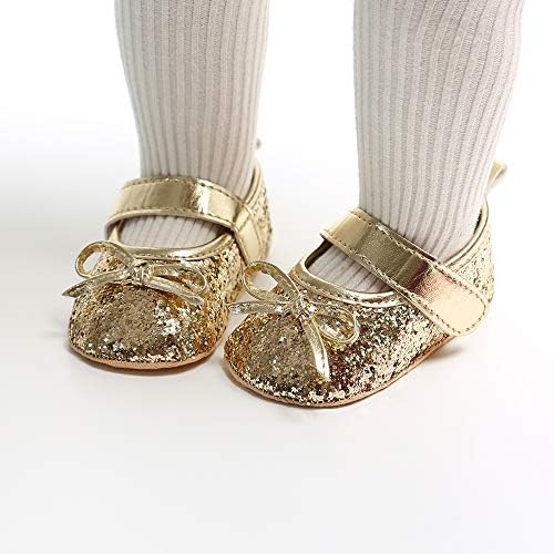 WILLFUN Baby Girls Mary Jane Flats Floral Princess Dress Crib Shoes Non-Slip For Toddler First Walkers