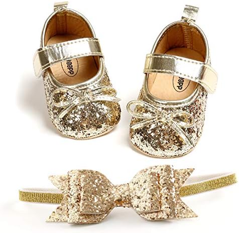 WILLFUN Baby Girls Mary Jane Flats Floral Princess Dress Crib Shoes Non-Slip for Toddler First Walkers