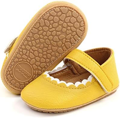 WILLFUN Baby Girls Mary Jane Flats Floral Princess Dress Crib Shoes Non-Slip for Toddler First Walkers