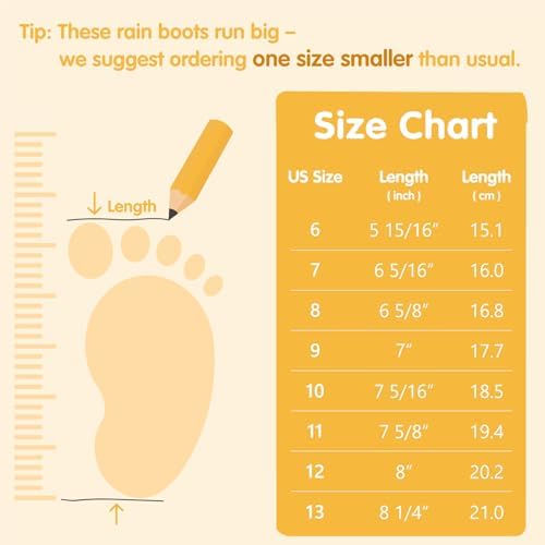 WILLPORT Toddler Rain Boots Waterproof Kids Chelsea Rain Boots For Boys And Girls