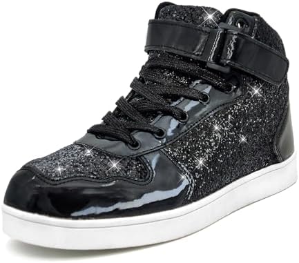 Wooowyet Glitter Shoes Kids High Top Sneakers for Boys Girls Gift Party Birthday Christmas Halloween