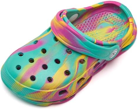 WOUEOI Kid's Tie Dye Clogs Garden Shoes Cartoon Slides Toddler Sandals Beach Slipper Girls Boys