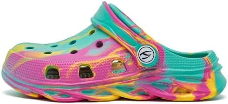 WOUEOI Kid's Tie Dye Clogs Garden Shoes Cartoon Slides Toddler Sandals Beach Slipper Girls Boys