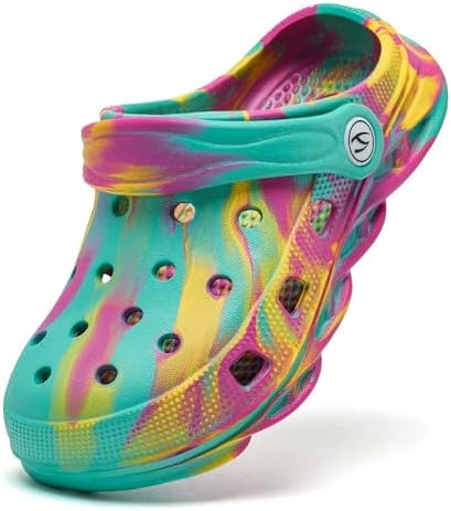 WOUEOI Kid's Tie Dye Clogs Garden Shoes Cartoon Slides Toddler Sandals Beach Slipper Girls Boys