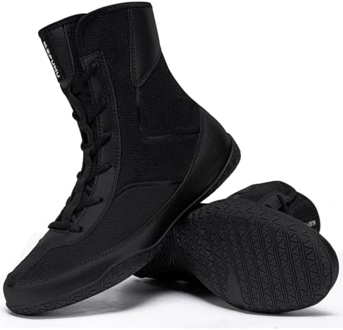 Wrestling Boxing Boots for Men High Top Breathable Lightweight Non-Slip for Competition & Training