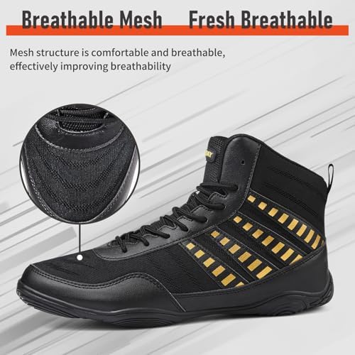Wrestling Shoes Boxing Shoes For Men Pro Wrestling Boots High Top Fitness Weightlifting Powerlifting Shoes