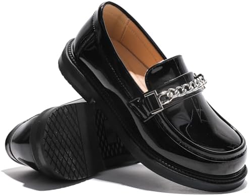 WUIWUIYU Boys Girls Casual Slip-on Loafers Round Toe Church Leather School Uniform Dress Shoes (Toddler/Little Kid/Big Kid)
