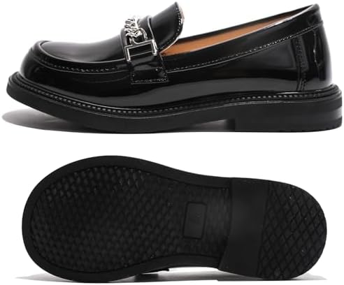 WUIWUIYU Boys Girls Casual Slip-on Loafers Round Toe Church Leather School Uniform Dress Shoes (Toddler/Little Kid/Big Kid)