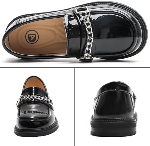 WUIWUIYU Boys Girls Casual Slip-on Loafers Round Toe Church Leather School Uniform Dress Shoes (Toddler/Little Kid/Big Kid)