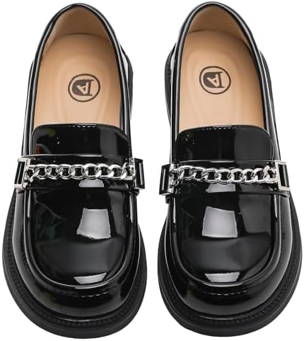 WUIWUIYU Boys Girls Casual Slip-on Loafers Round Toe Church Leather School Uniform Dress Shoes (Toddler/Little Kid/Big Kid)