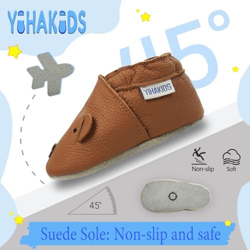 YIHAKIDS Baby Leather Shoes Soft Sole First Walking Moccasins Infants Toddler Boys Girls Crawling Slippers Slip-on Shoes With Elastic Ankle