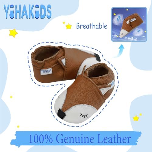 YIHAKIDS Baby Leather Shoes Soft Sole First Walking Moccasins Infants Toddler Boys Girls Crawling Slippers Slip-on Shoes With Elastic Ankle