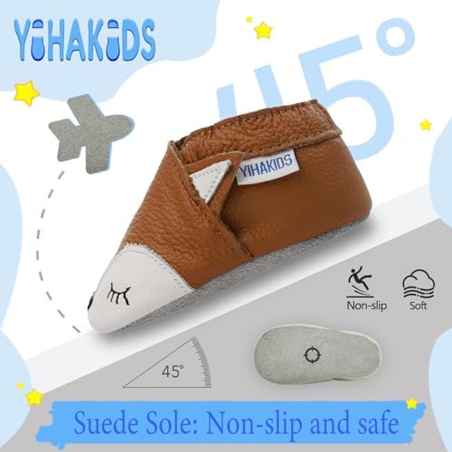 YIHAKIDS Baby Leather Shoes Soft Sole First Walking Moccasins Infants Toddler Boys Girls Crawling Slippers Slip-on Shoes With Elastic Ankle