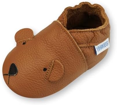 YIHAKIDS Baby Leather Shoes Soft Sole First Walking Moccasins Infants Toddler Boys Girls Crawling Slippers Slip-on Shoes with Elastic Ankle