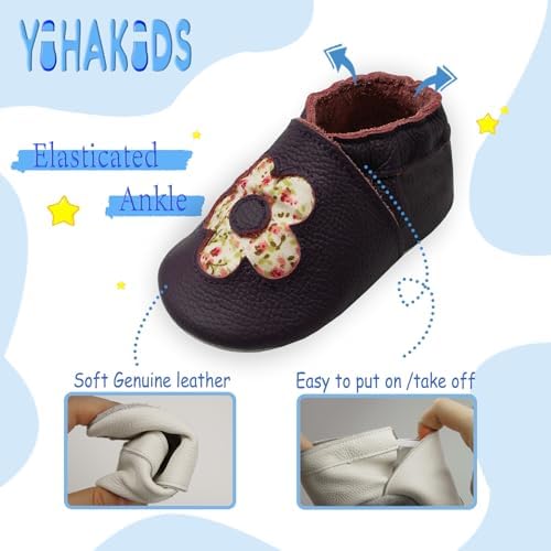 YIHAKIDS Soft Sole Baby Girls Boys Shoes Infant Toddler Leather Moccasins Slippers First Walker Crib Shoes Unisex 0-36 Months